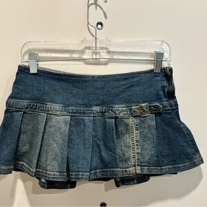 BDG Blue Denim Micro Mini Skort with Buckle